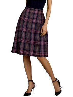 Boden Women's Plaid Midi Skirt Wool Vintage Brown Size Medium 10
